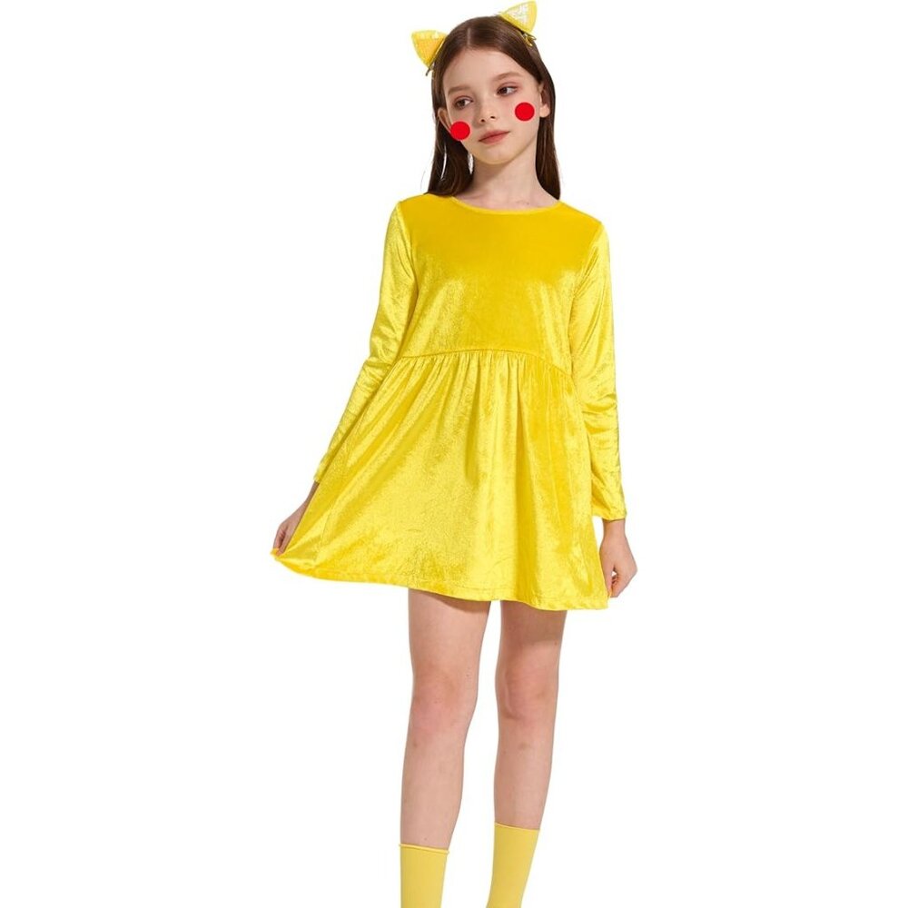 Girls Animal Monster Fancy Dress Up Halloween Child Costume Long Sleeve Dress Se - Picture 2 of 7